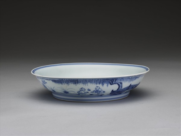 青花歲寒三友圖盤