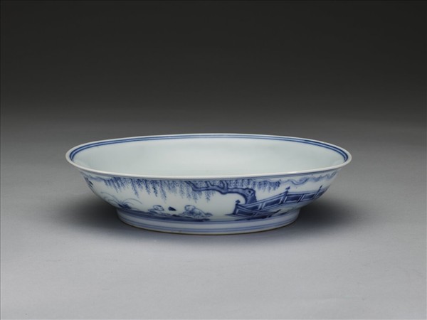 青花歲寒三友圖盤