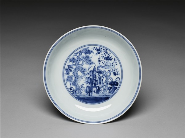 青花歲寒三友圖盤