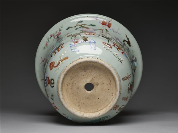 五彩博古圖花盆