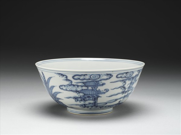 青花歲寒三友圖碗