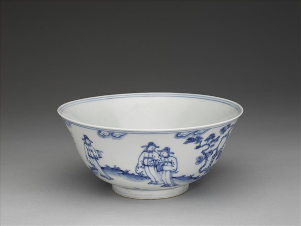 青花歲寒三友圖碗