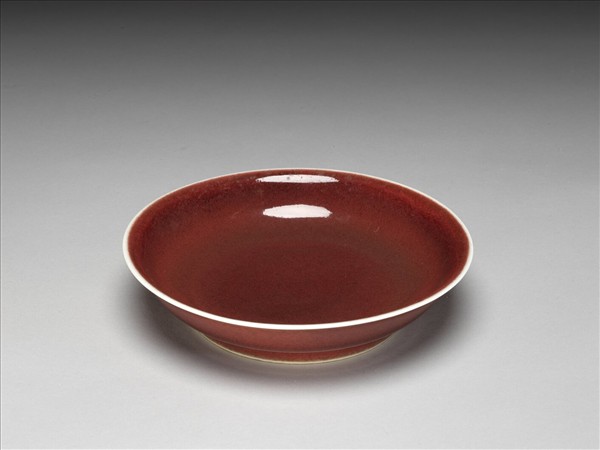 霽紅釉盤