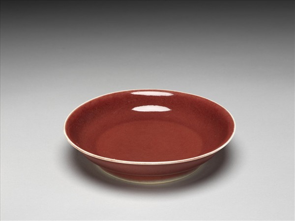 霽紅釉盤