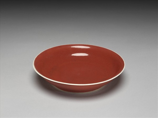 霽紅釉盤