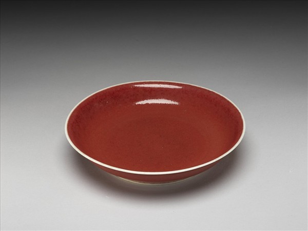 霽紅釉盤