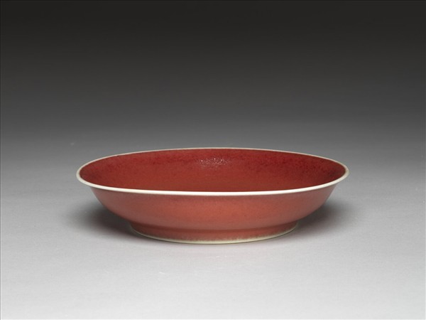 霽紅釉盤