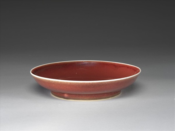 霽紅釉盤