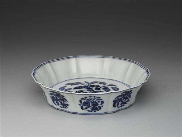 青花花果紋花式洗