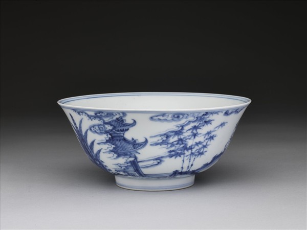 青花歲寒三友圖碗