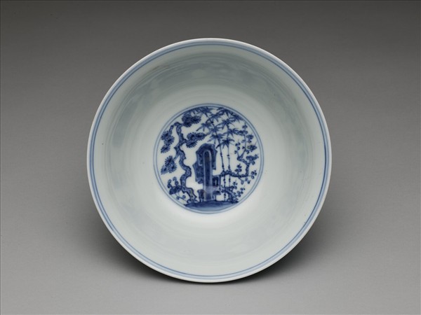 青花歲寒三友圖碗