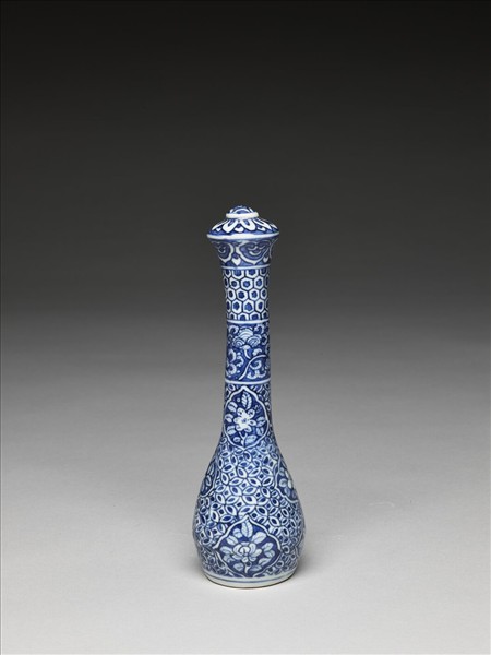 青花四季花卉斗筆管