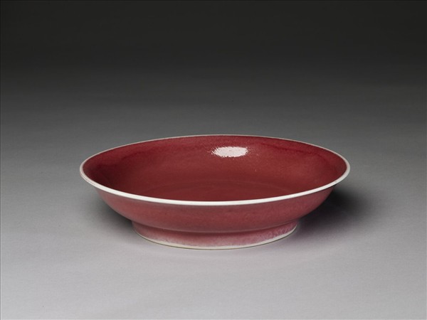 霽紅釉盤