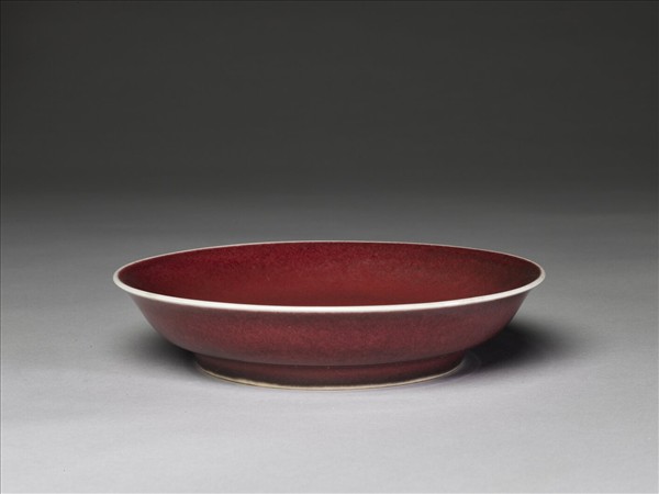 霽紅釉盤