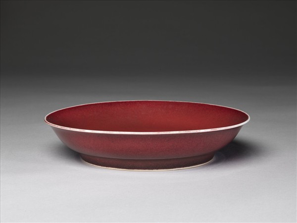 霽紅釉盤