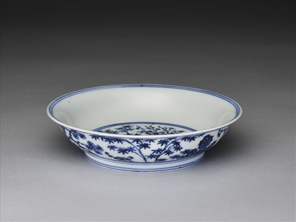 青花歲寒三友圖盤