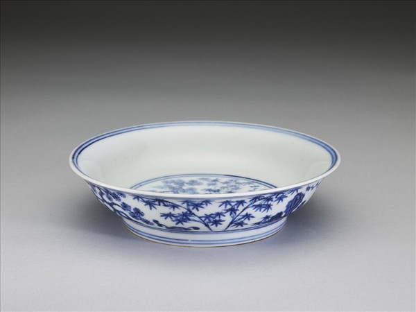 青花歲寒三友圖盤