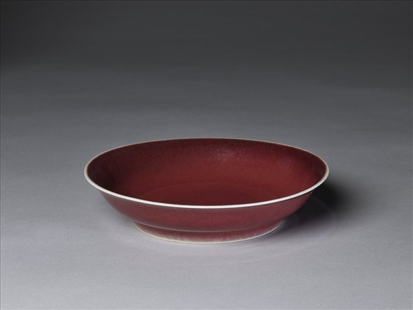 霽紅釉盤