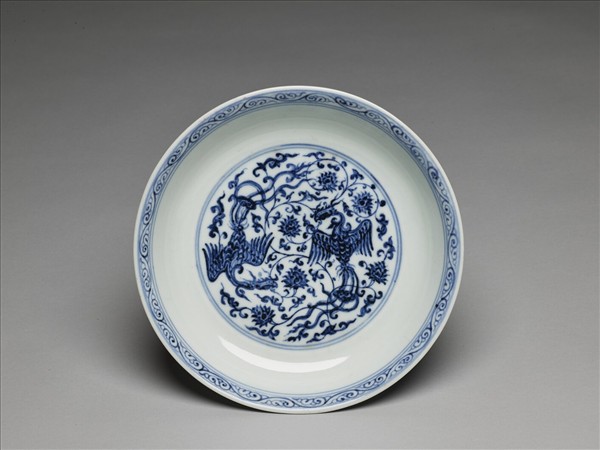 青花鳳凰紋盤