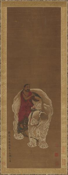 元錢選洗象圖　軸