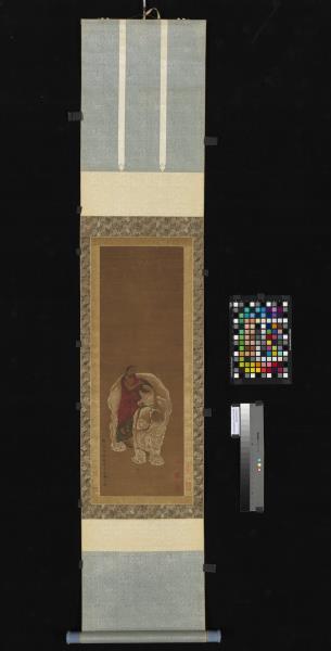 元錢選洗象圖　軸