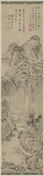 明徐賁秋山蒼靄圖　軸