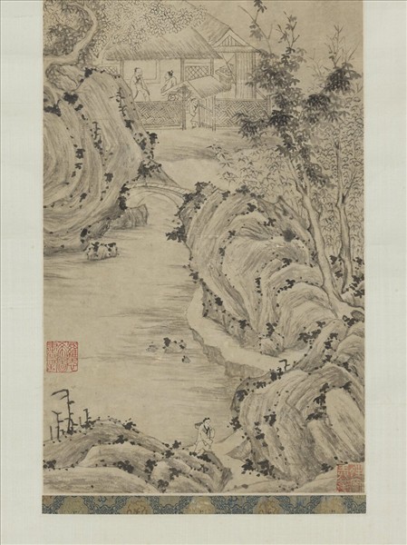 明徐賁秋山蒼靄圖　軸