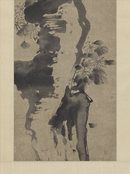 明徐渭菊石　軸