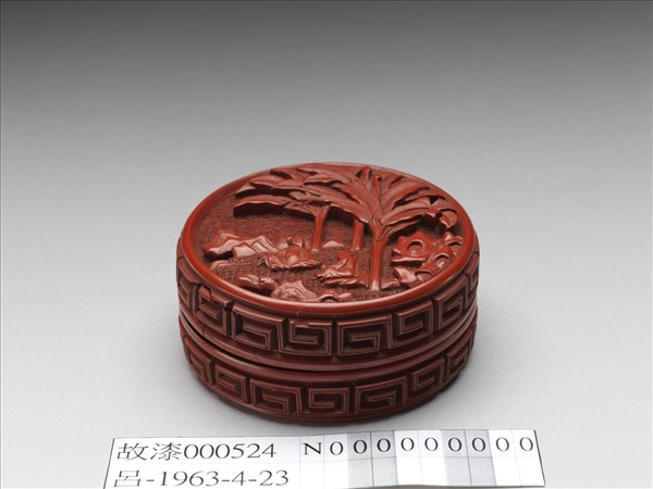 剔紅山水人物圓盒