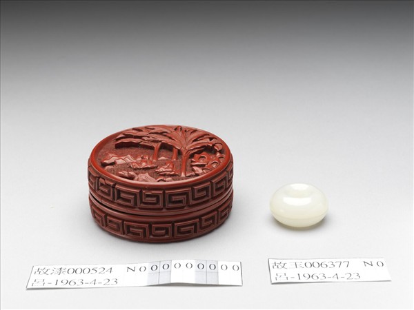 剔紅山水人物圓盒