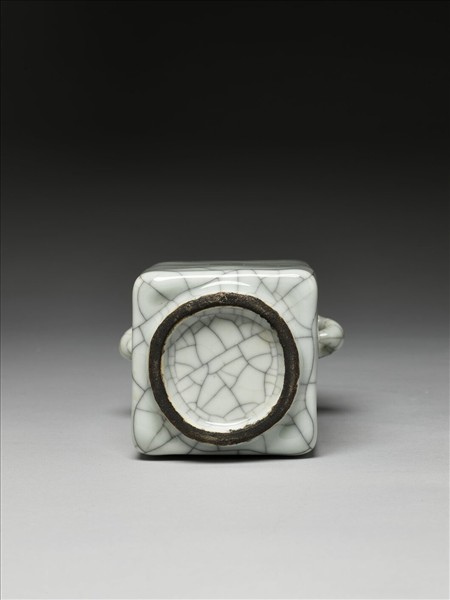 仿官釉雙耳琮式瓶