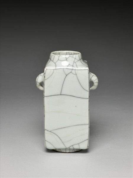 仿官釉雙耳琮式瓶