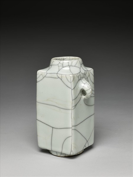 仿官釉雙耳琮式瓶