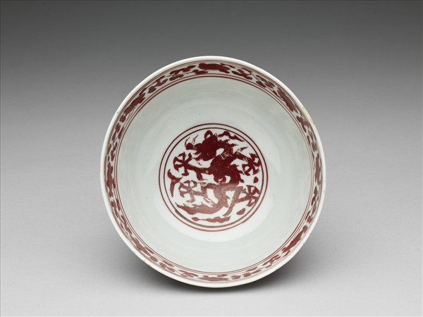 描紅五龍碗