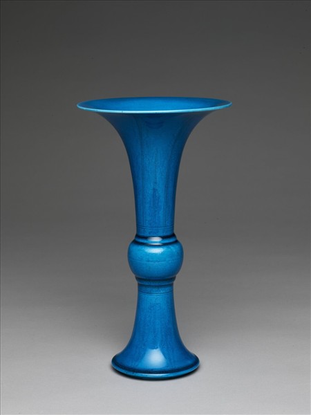 孔雀綠釉蕉葉饕餮紋觚