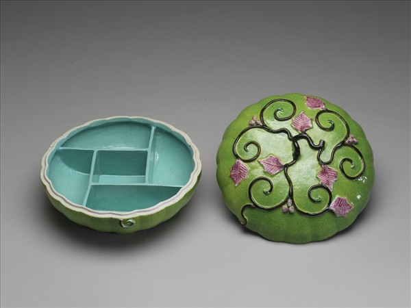 官窯 綠彩南瓜式盒