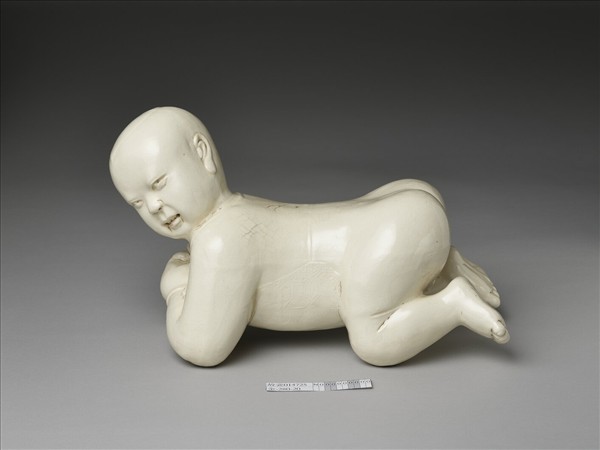 磁州窯 牙白嬰兒枕