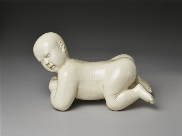 磁州窯 牙白嬰兒枕