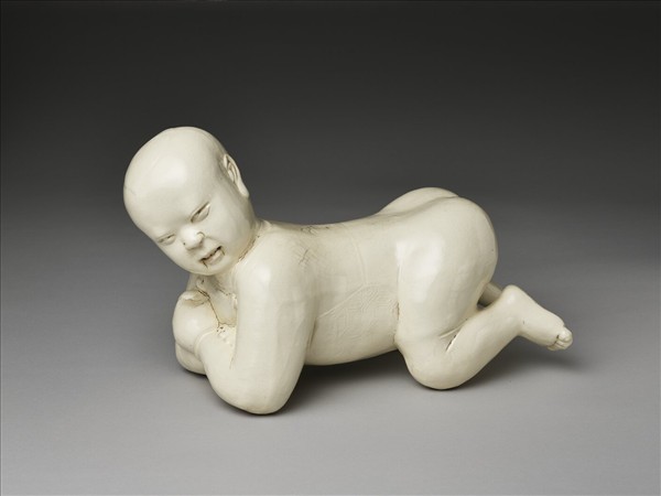 磁州窯 牙白嬰兒枕