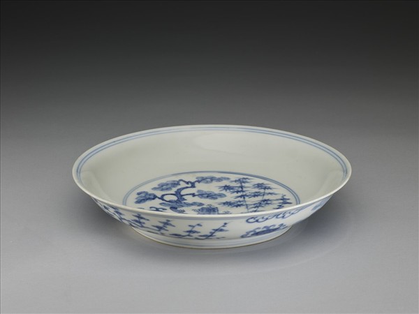 青花歲寒三友圖盤