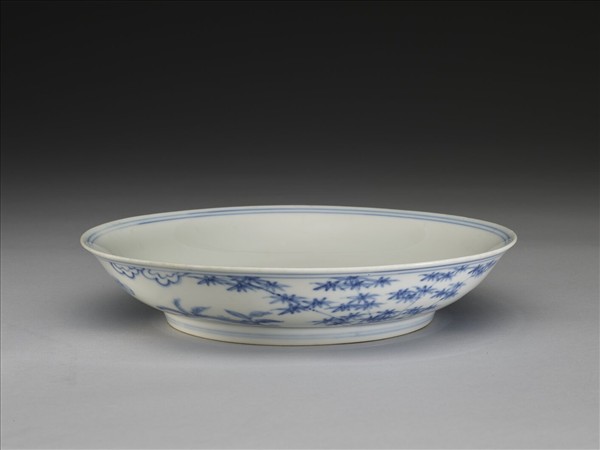 青花歲寒三友圖盤