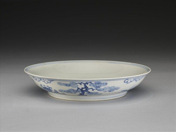 青花歲寒三友圖盤