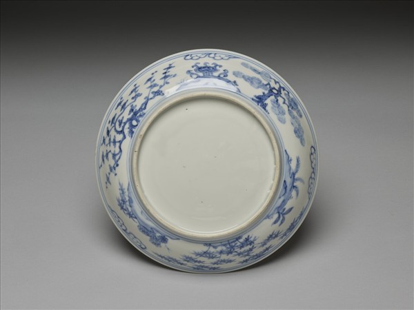 青花歲寒三友圖盤