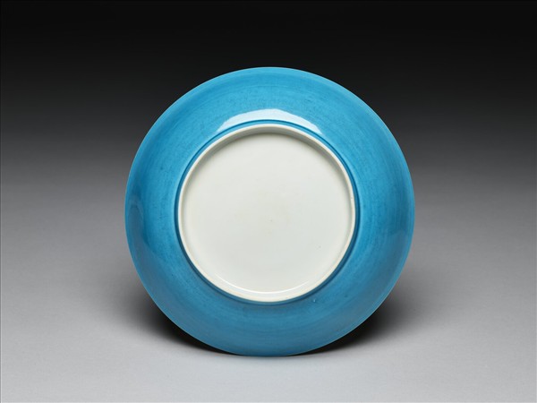 天藍釉白裡盤