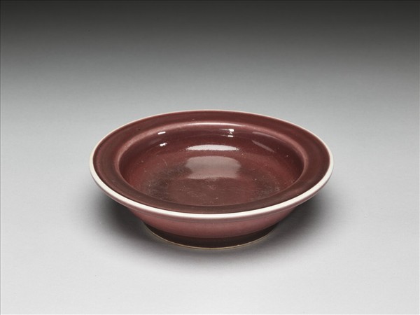 紅釉盆托