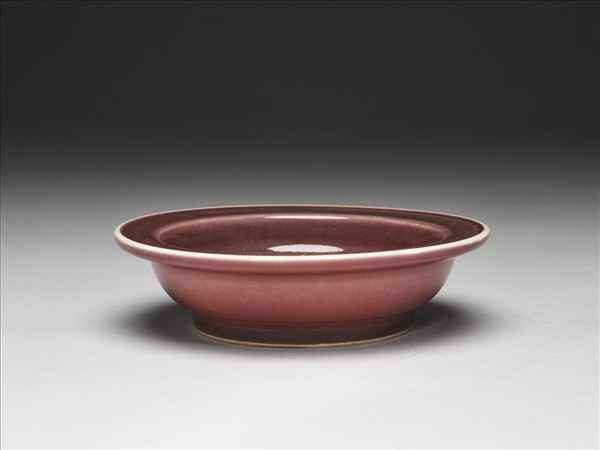 紅釉盆托