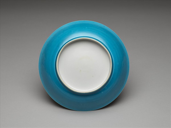 天藍釉白裡盤