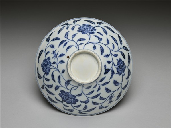 青花月季花紋碗