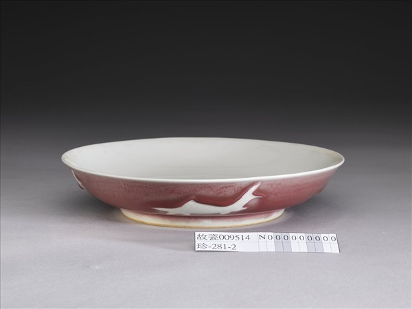 紅釉白裡魚紋盤