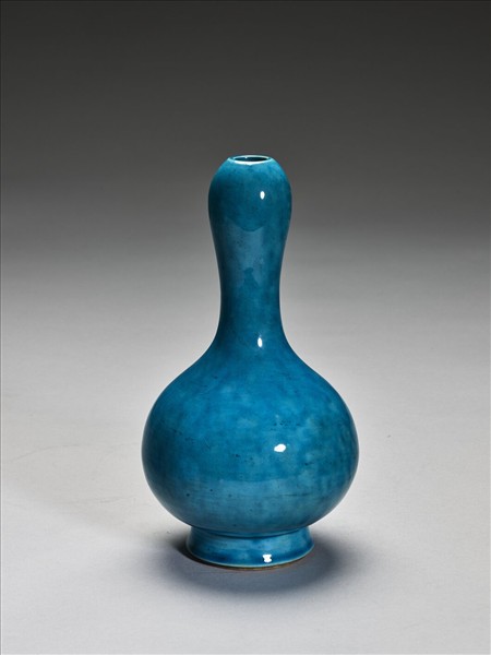 孔雀綠釉蒜頭瓶